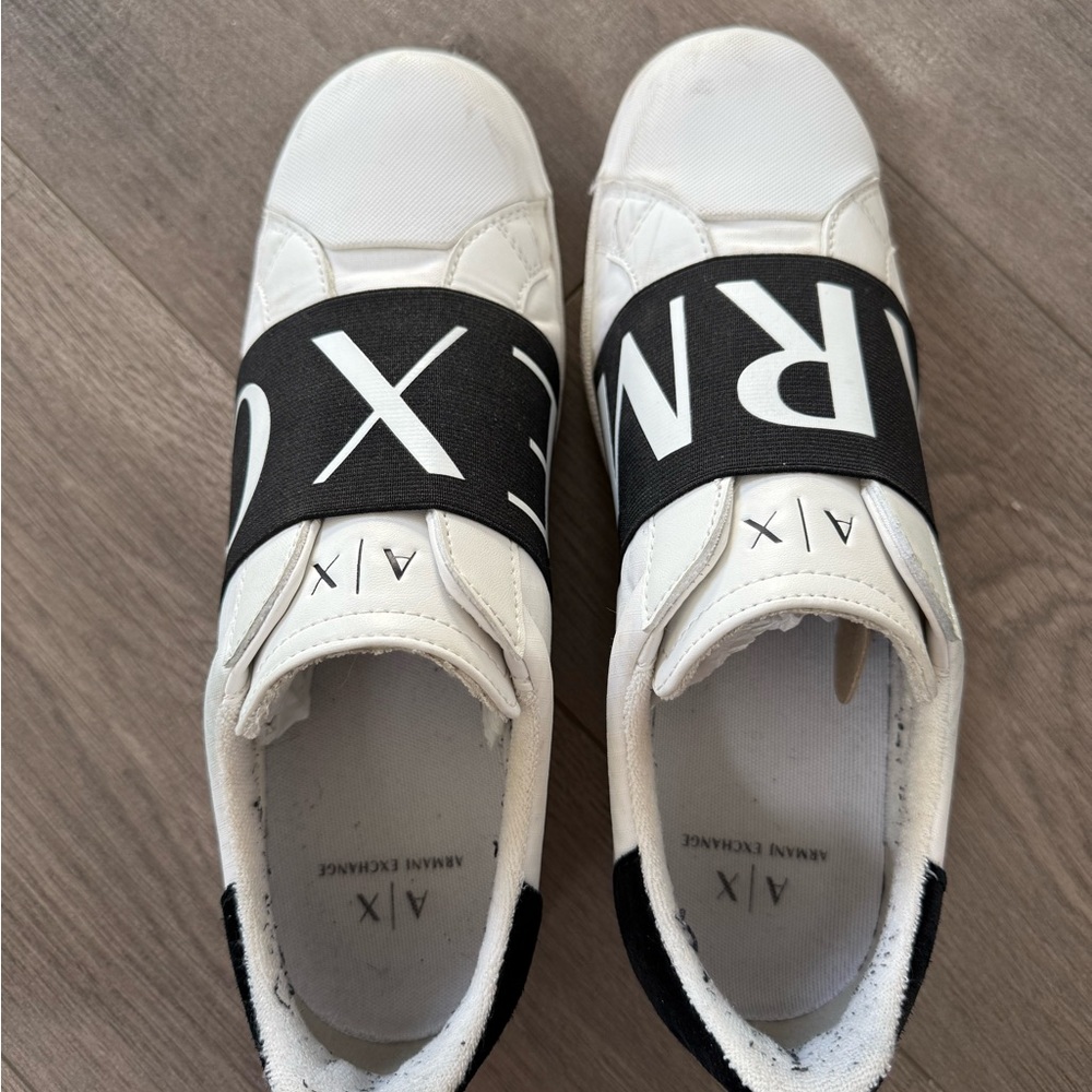 Armani Exchange White Sneakers with Black Strap